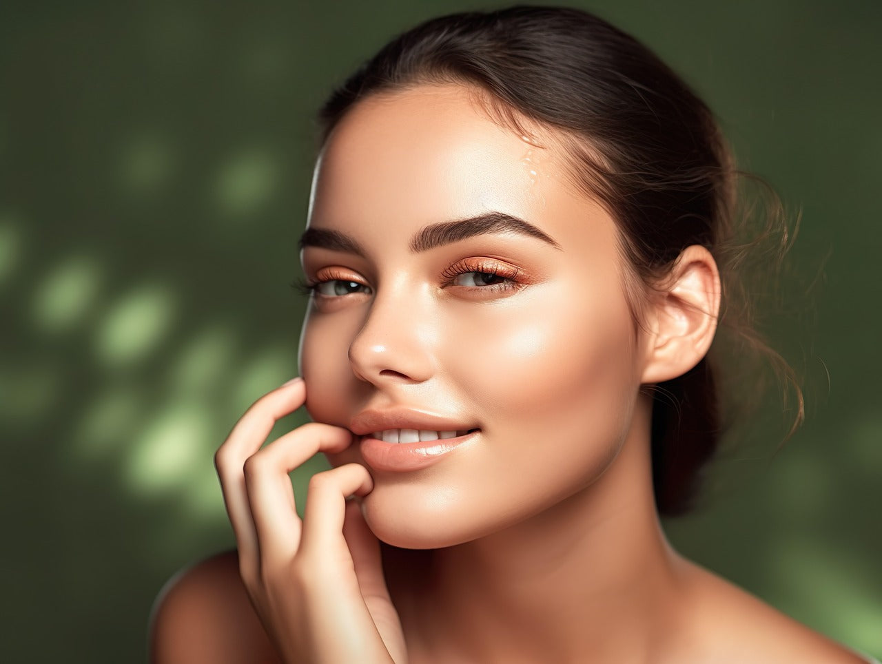 Portrait d’une femme au visage lumineux et naturel, illustrant une routine beauté minimaliste et authentique.