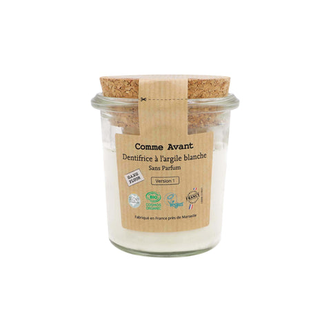 Dentifrice Bio à l'argile blanche sans fluor & sans parfum - Comme avant