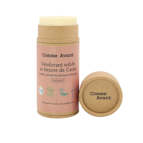 Déodorant Solide Bio au beurre de cacao - Géranium & Menthe Poivrée  – Fraîcheur végétale et protection naturelle