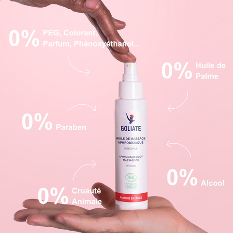 Huile de massage intégrale aphrodisiaque – Réveille tes sens et connecte-toi au plaisir du toucher