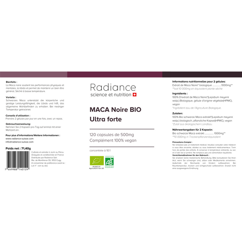 Gélules de Maca Noire Ultra Forte – 120 capsules – Radiance