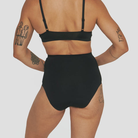 Culotte menstruelle taille haute Calliope Flux moyen Noire - Smoon