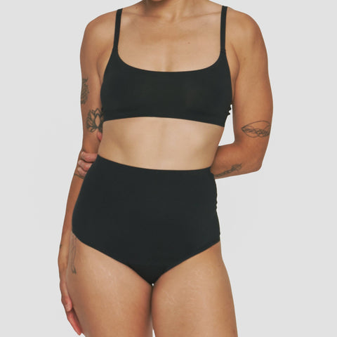 Culotte menstruelle taille haute Calliope Flux moyen Noire - Smoon