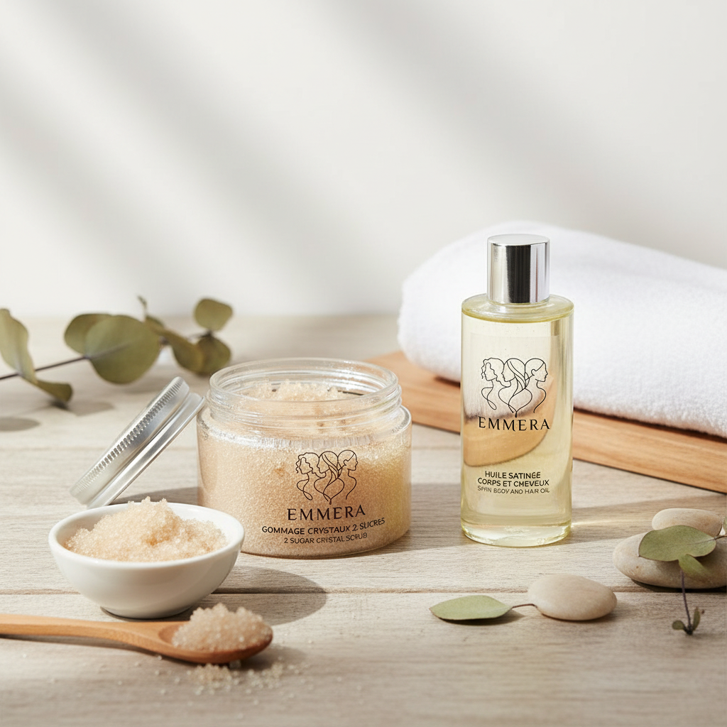 SUCRE LUMIÈRE EMMERA Gommage corps exfoliant sucres naturels peau douce & lumineuse
