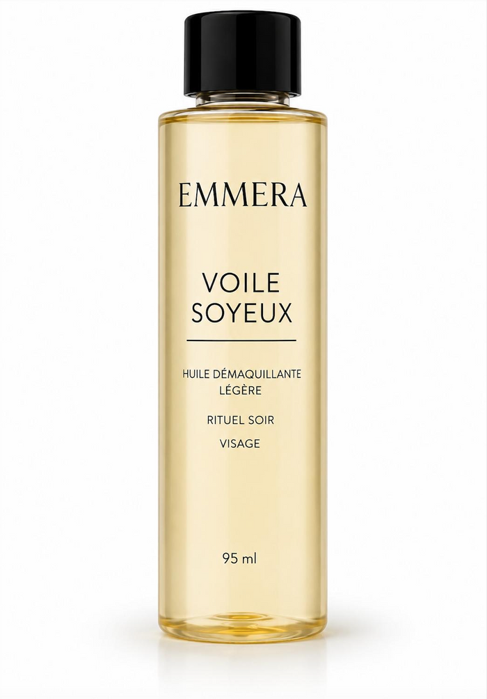 Voile Soyeux – EMMERA – Huile Démaquillante Légère Rituel Soir Visage